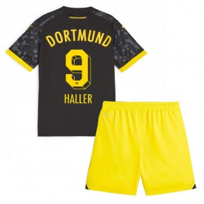 Lacne Dětský Futbalové dres Borussia Dortmund Sebastien Haller #9 2023-24 Krátky Rukáv - Preč (+ trenírky)